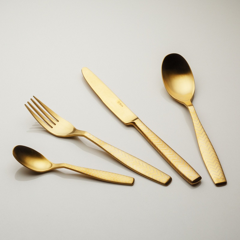 Set di posate 24 pezzi - Gaya All Satin oro - Chevron