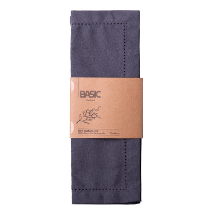 Steel grey cotton placemat 32 x 48 cm 2 pcs – Basic Ambiente