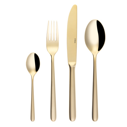 Ensemble de couverts 16 pièces - Alos Quarz PVD Champagne