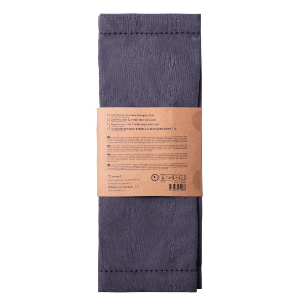 Steel grey cotton placemat 32 x 48 cm 2 pcs – Basic Ambiente