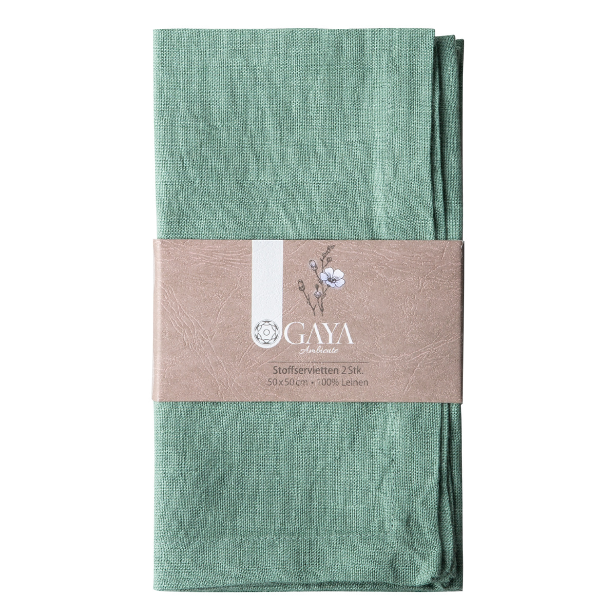 Sea green linen napkins 50 x 50 cm 2 pcs - Gaya Ambiente