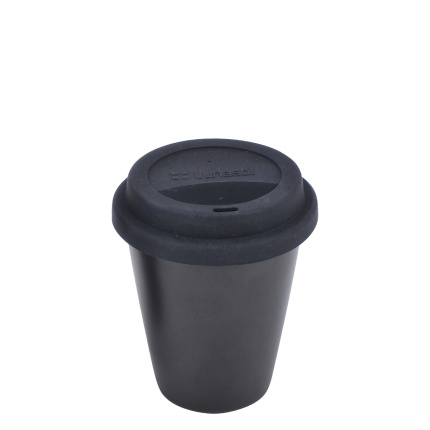 Mug noir avec couvercle en silicone noir 2 dl - Traveller Lunasol