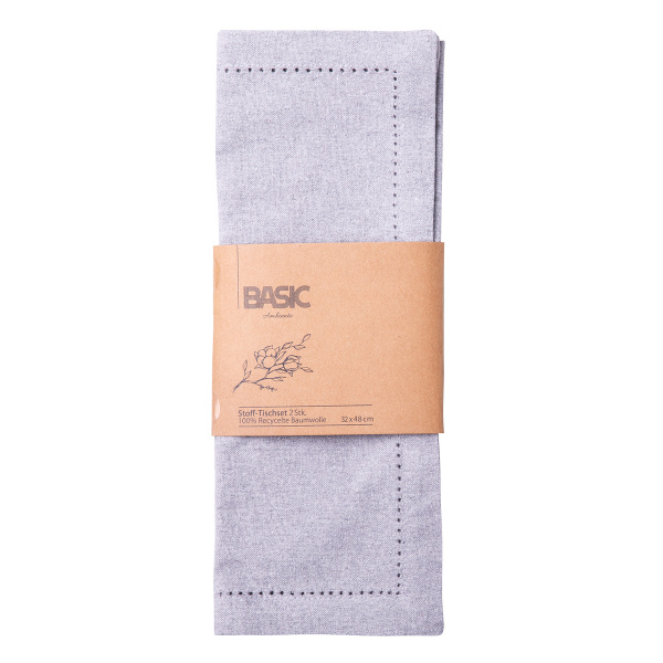 Light grey cotton placemat 32 x 48 cm 2 pcs – Basic Ambiente