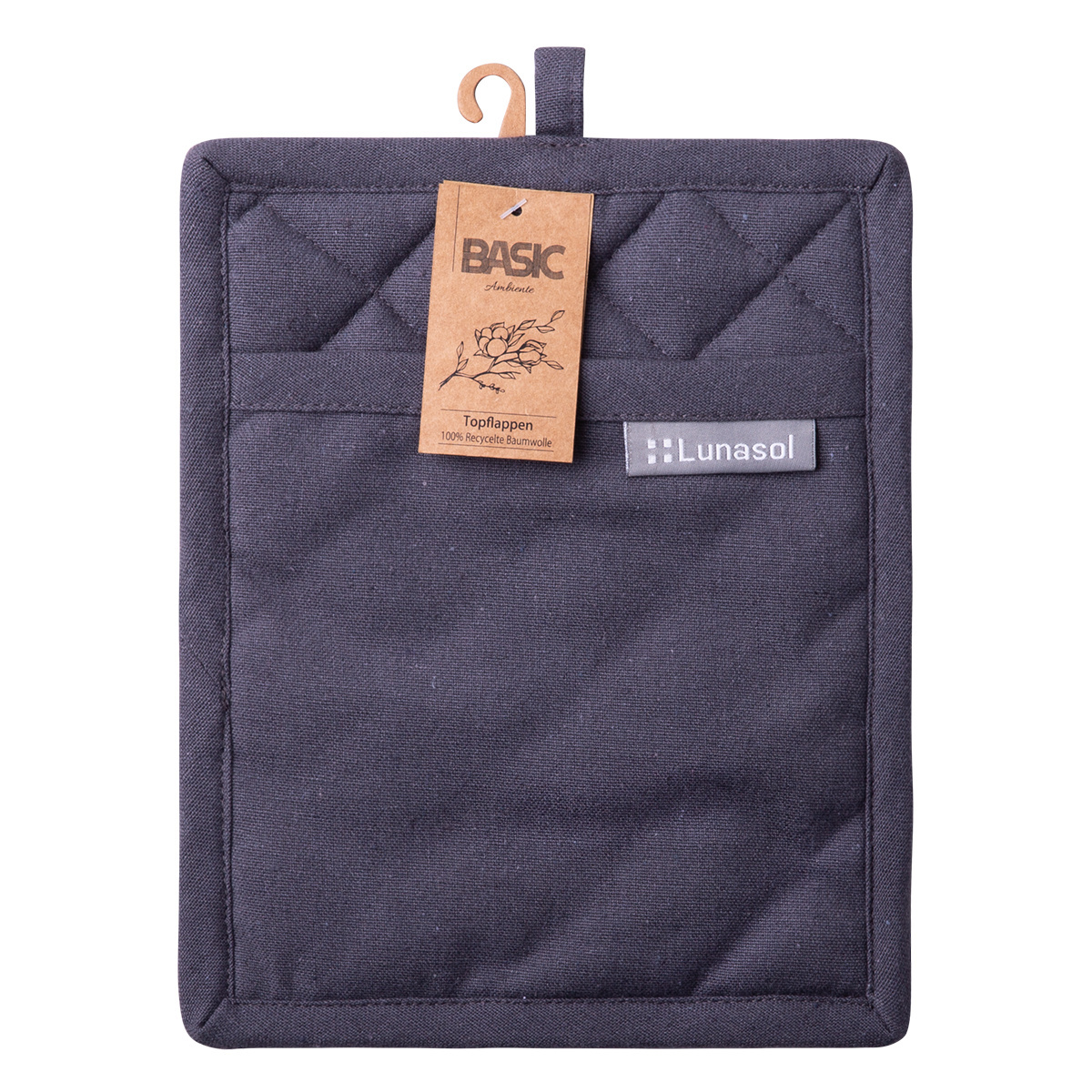 Steel grey cotton oven mitt 19 x 24 cm – Basic Ambiente