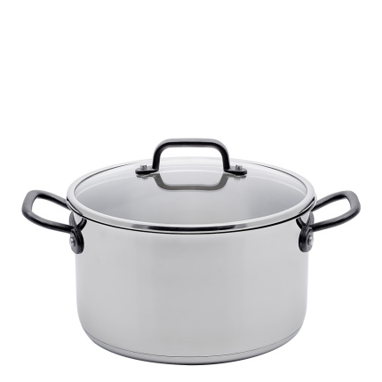 Kasserolle 24 x 13.5 cm, 6.1 lt, mit Glasdeckel Orion GAYA Inox mit Profigriffen