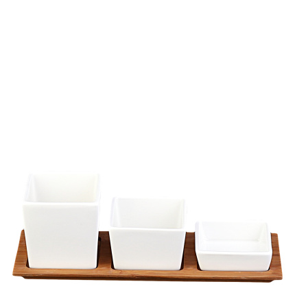 Servierschalen-Set auf Bambustablett (4-tlg.) - Basic