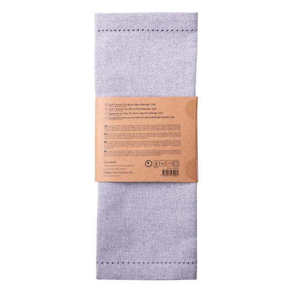 Light grey cotton placemat 32 x 48 cm 2 pcs – Basic Ambiente
