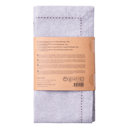 Light grey cotton napkins 45 x 45 cm 2 pcs – Basic Ambiente