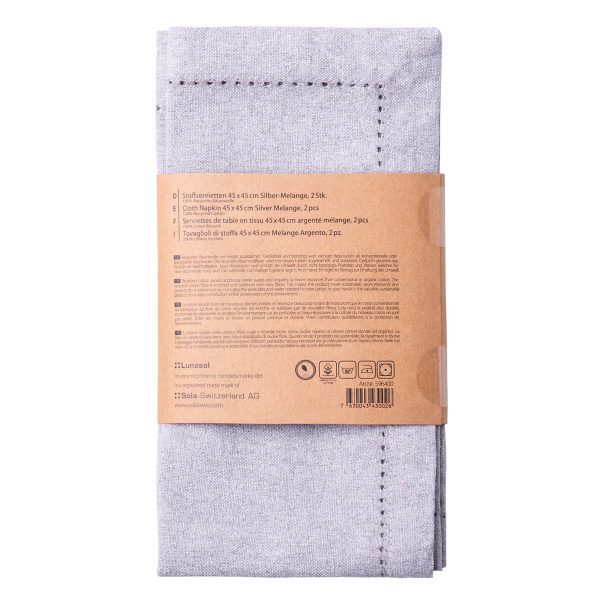 Light grey cotton napkins 45 x 45 cm 2 pcs – Basic Ambiente
