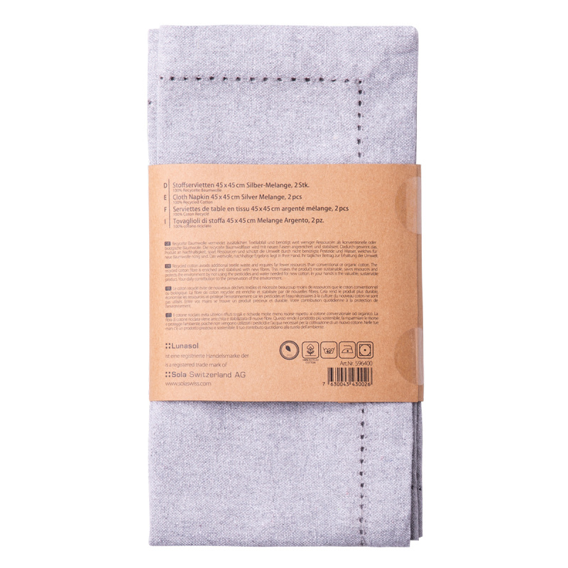 Tovaglioli in cotone grigio chiaro 45 x 45 cm 2 pz – Basic Ambiente
