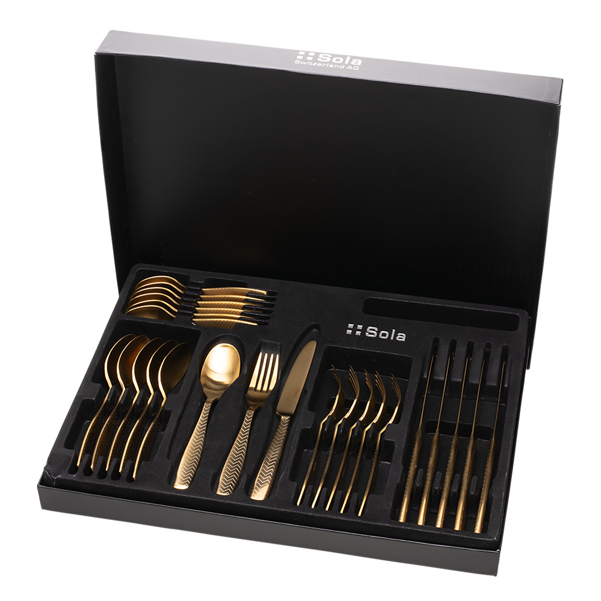Set di posate 24 pezzi - Gaya All Satin oro - Chevron