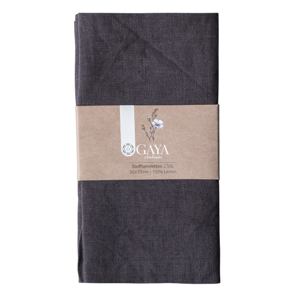 Anthracite linen napkins 50 x 50 cm 2 pcs - Gaya Ambiente