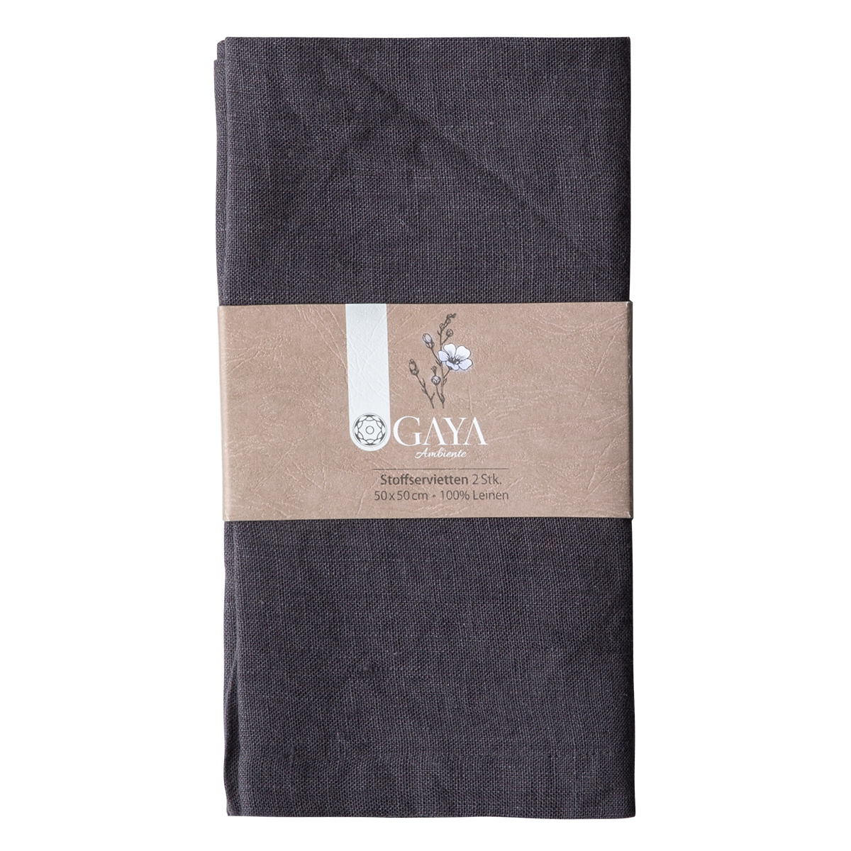 Tovaglioli in lino antracite 50 x 50 cm 2 pz - Gaya Ambiente