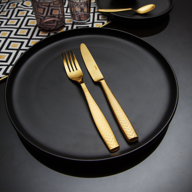 Set di posate 24 pezzi - Gaya All Satin oro - Chevron