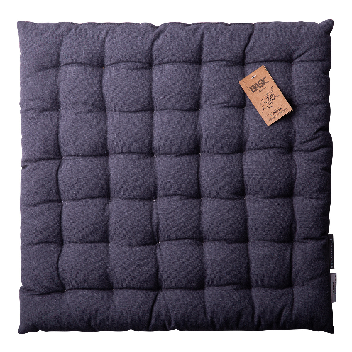Steel grey cotton chair cushion 40 x 40 x 4 cm – Basic Ambiente