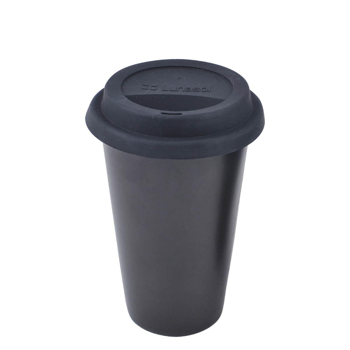 Mug schwarz mit Silikondeckel schwarz 2.5 dl - Traveller Lunasol