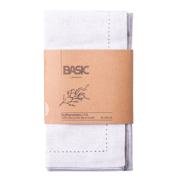Serviettes en coton gris 45 x 45 cm 2 pcs – Basic Ambiente