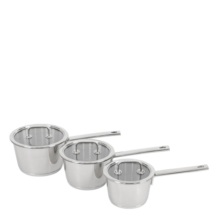 Saucepan set 3 pcs with lids - Merkur Master Chef Lunasol