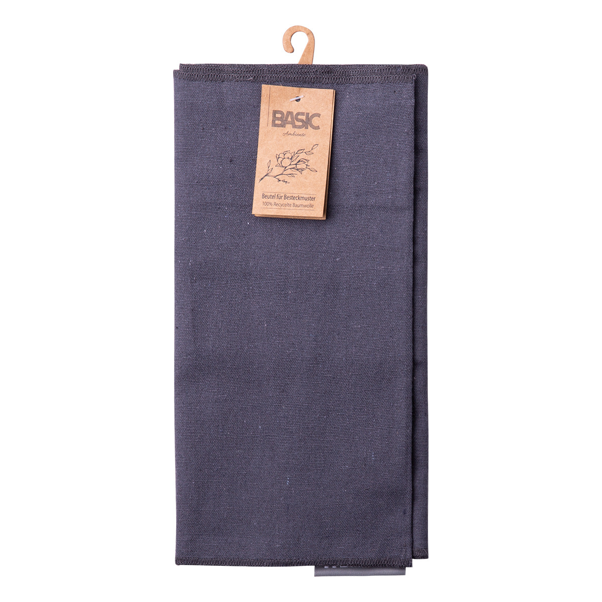 Steel gray cotton case for storing cutlery 52 x 26 cm - Basic Ambiente