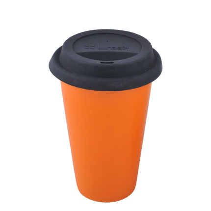 Mug orange mit Silikondeckel sc - Traveller Lunasol