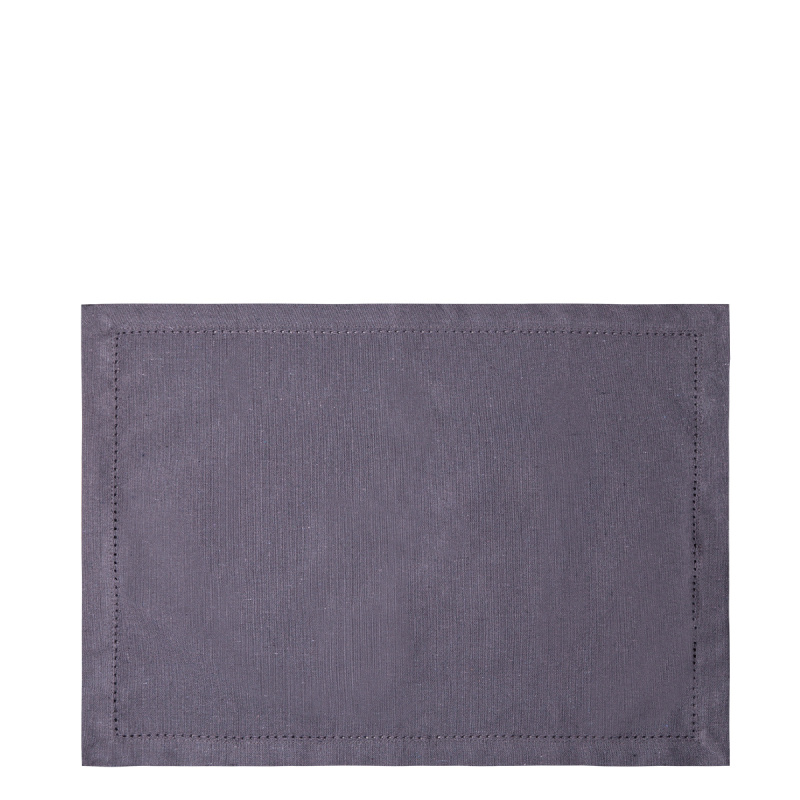 Steel grey cotton placemat 32 x 48 cm 2 pcs – Basic Ambiente