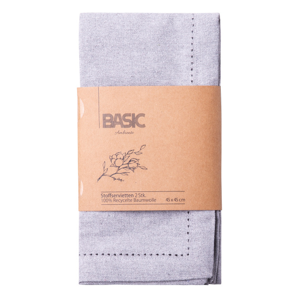 Tovaglioli in cotone grigio chiaro 45 x 45 cm 2 pz – Basic Ambiente