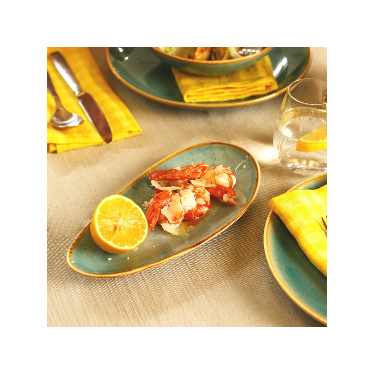 Piatto ovale Sand turchese 25 cm – Gaya