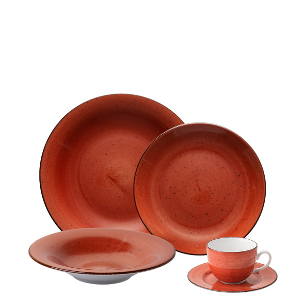 Service en porcelaine 20 pièces terracotta - Hotel Inn Chic couleur