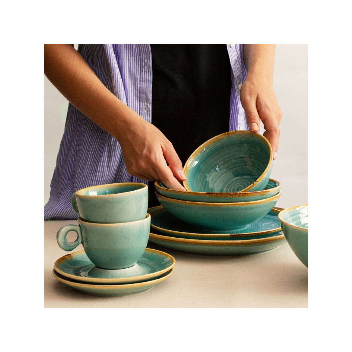 Spiral Sand bowl turquoise 20 cm – Gaya