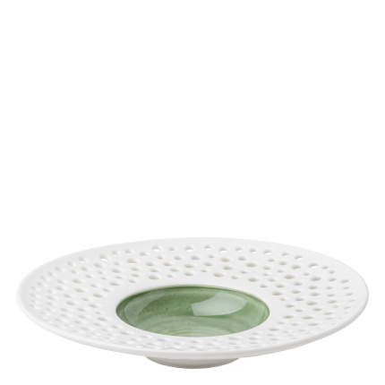 Teller tief Fahne 23.5 cm olive / weiss - Grand Hotel Flow Perforated color