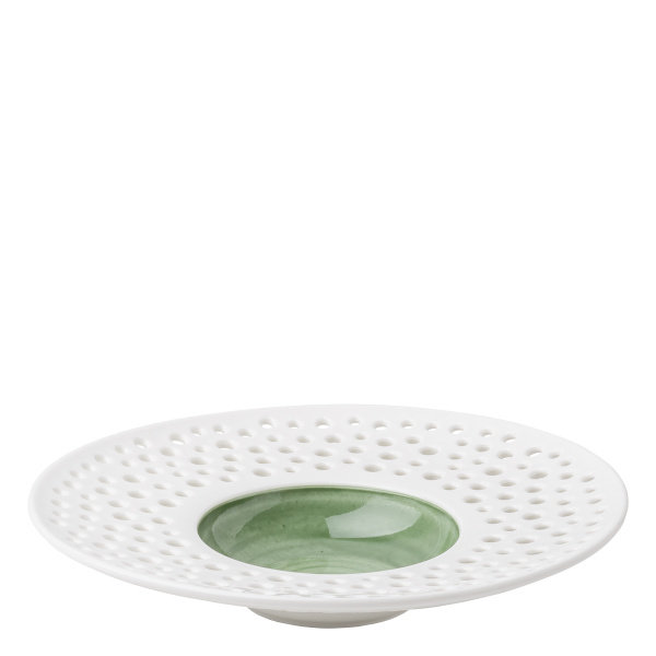 Teller tief Fahne 23.5 cm olive / weiss - Grand Hotel Flow Perforated color