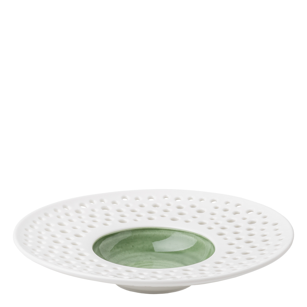 Assiette creuse à bord olive / blanc ø23,5 cm - Grand Hotel Flow Perforated couleur