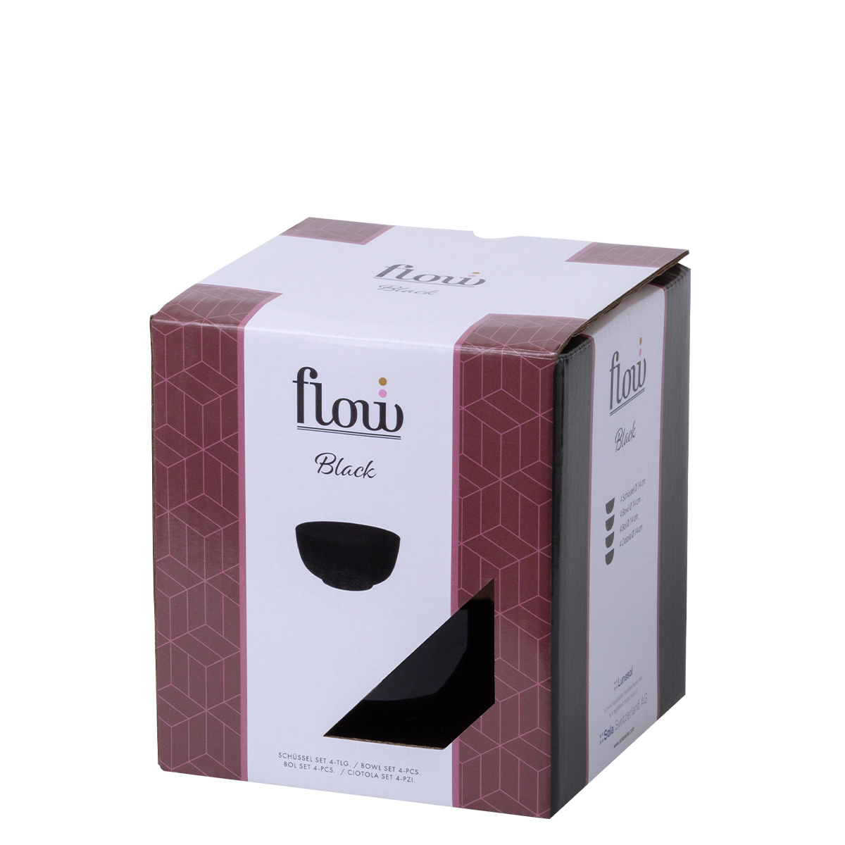 Set di ciotola 4 pezzi 16 cm neri - Flow