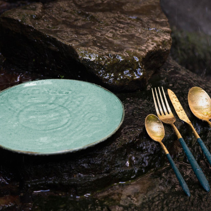 Dinner plate Sand turquoise 23 cm – Gaya