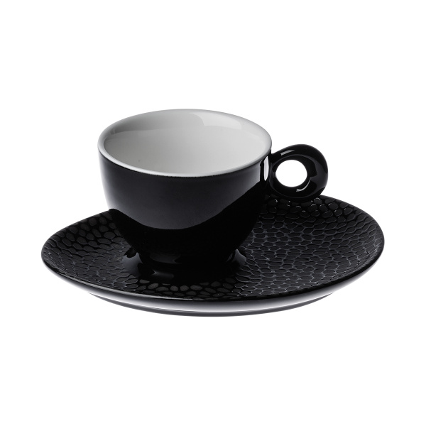 Kaffeeuntertasse strukturiert schwarz-grau – Flow