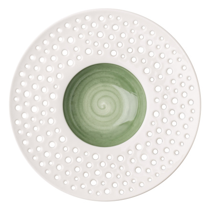 Teller tief Fahne 23.5 cm olive / weiss - Grand Hotel Flow Perforated color
