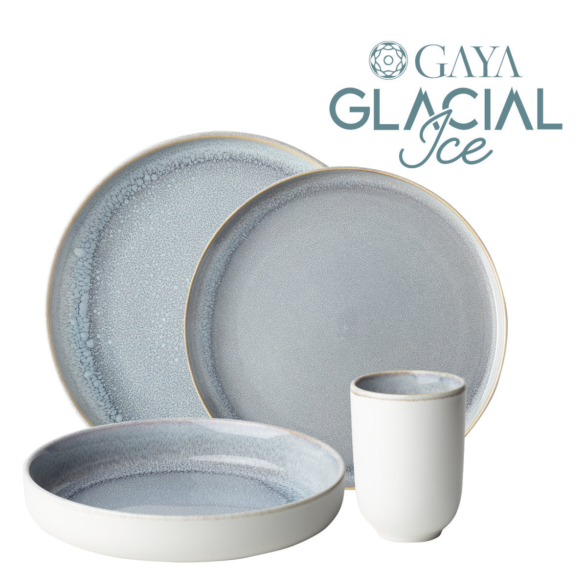 Set in porcellana 16 pezzi - Gaya Atelier Glacial Ice