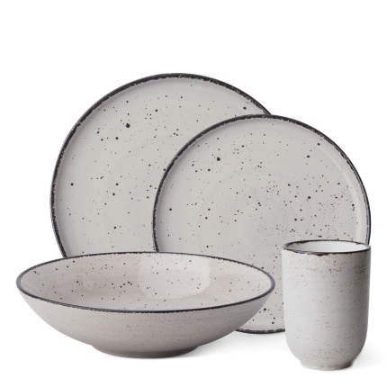 Set in porcellana 16 pezzi - Gaya Atelier grigio maculato