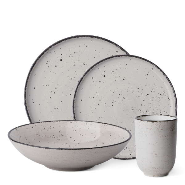 Porcelain set 16 pcs - Gaya Atelier grey speckled
