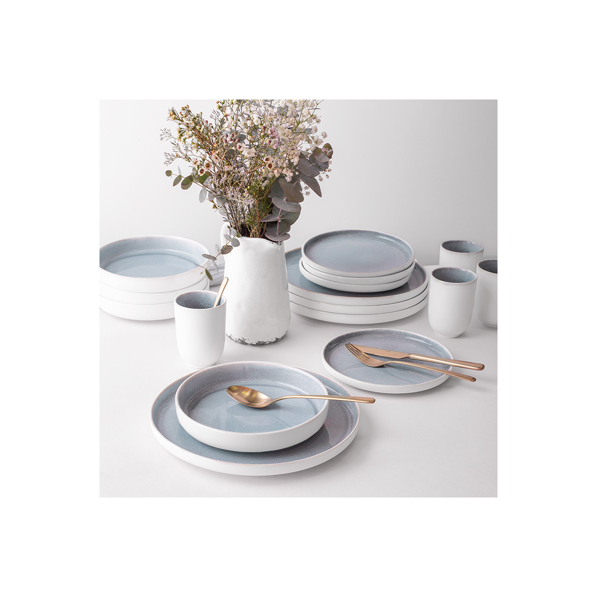 Flacher Teller U-Coupe 200 mm - Gaya Atelier Glacial Ice