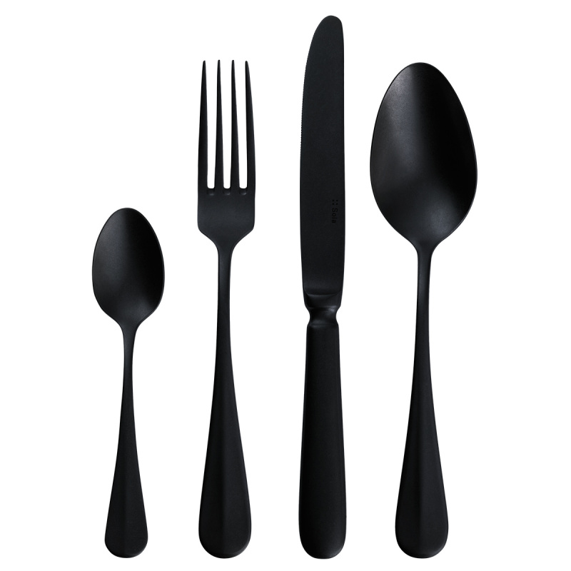 30-Piece Cutlery Set - Baguette Vintage PVD Black Stone Wash