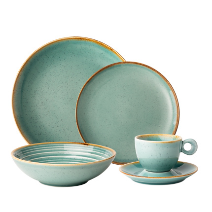 Set in porcellana 30 pezzi - Sand turchese - Gaya