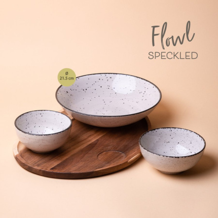 Set Flowl – Ciotole Gaya Atelier grigie spruzzate + Vassoio Triangle Acacia