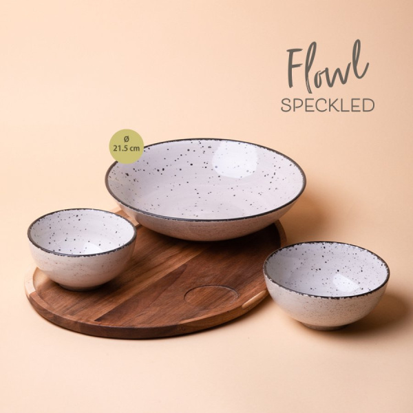 Set Flowl – Ciotole Gaya Atelier grigie spruzzate + Vassoio Triangle Acacia