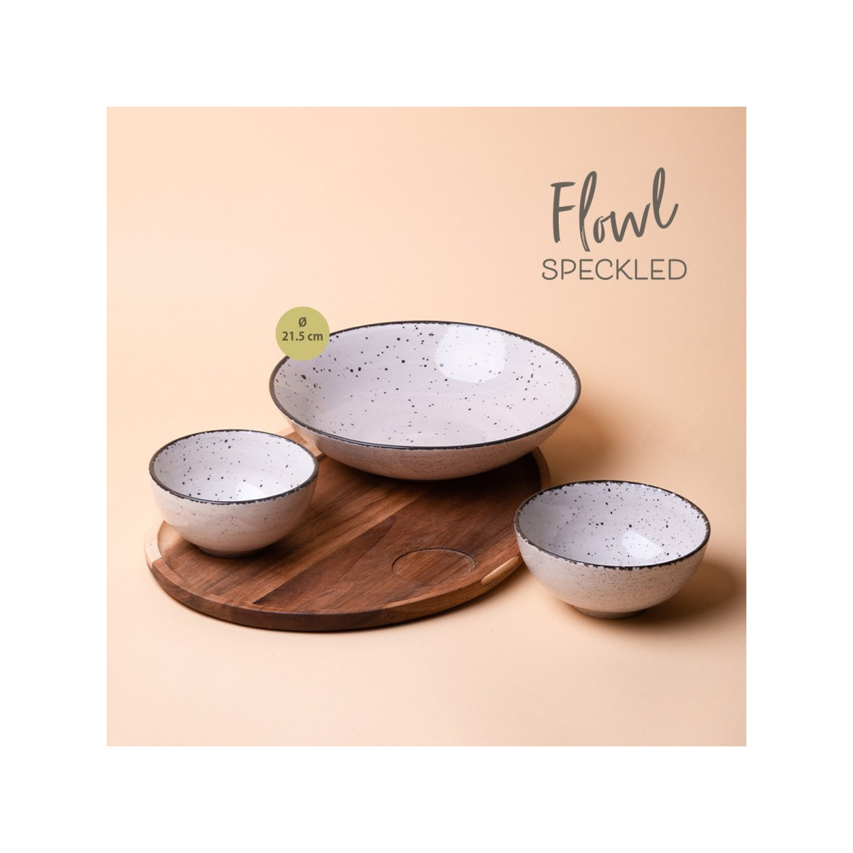 Set Flowl – Ciotole Gaya Atelier grigie spruzzate + Vassoio Triangle Acacia