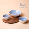 Set 4 pezzi Flowl Gaya Atelier Glacial Ice + Vassoio triangolare in acacia