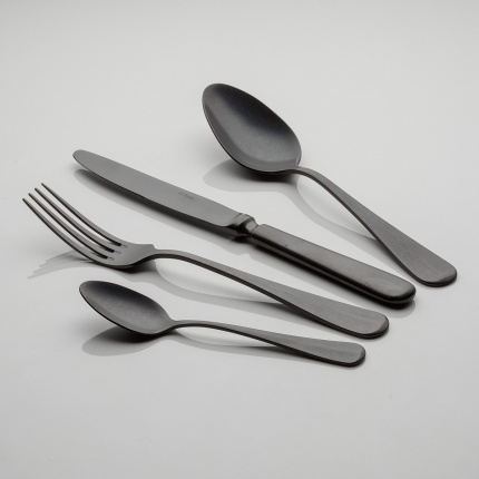 Set di posate dessert 24 pezzi - Baguette Vintage PVD nero Stone Wash