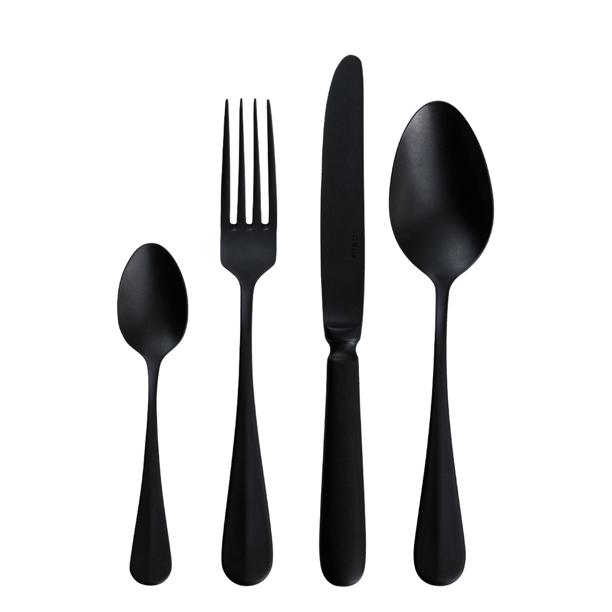 Ensemble de couverts 24 pièces - Dessert - Baguette Vintage PVD noir Stone Wash
