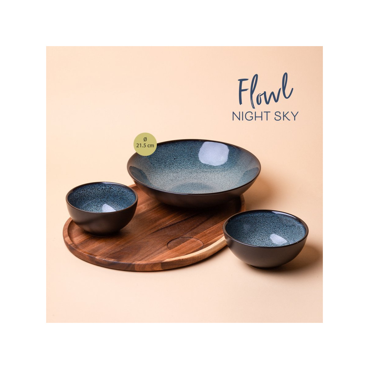 Set of 4 pieces Flowl Gaya Atelier Night Sky + Tray Triangle Acacia