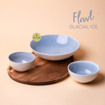 4-piece Set Flowl Gaya Atelier Glacial Ice + Tray Triangle Acacia